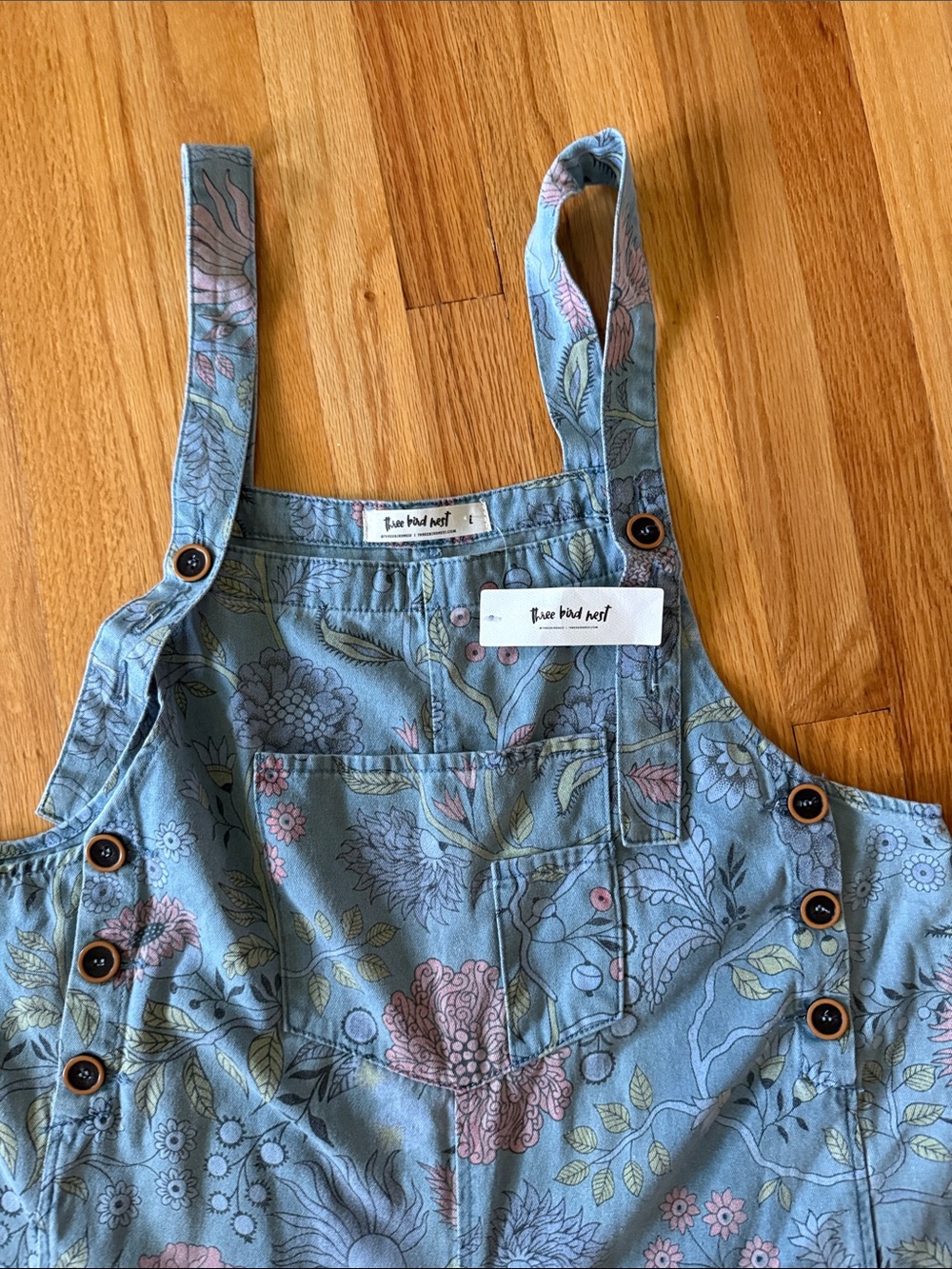 NWT Three Bird Nest High Hopes Slouchy Denim Boho Overalls B20 - Picture 4 of 5